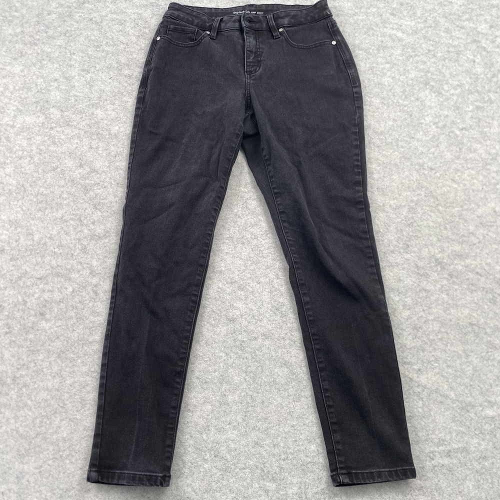 Style&co. Curvy Skinny Jeans Womens 6 (28x27) Black Charcoal Stretch Denim